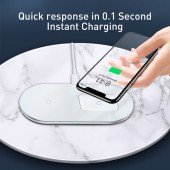 Беспроводное зарядное устройство Baseus Simple 2in1 Pro Edition (WXJK-C02) White (Phone + Pods) Беспроводное зарядное устройство Baseus Simple 2in1 Pro Edition (WXJK-C02) White (Phone + Pods)