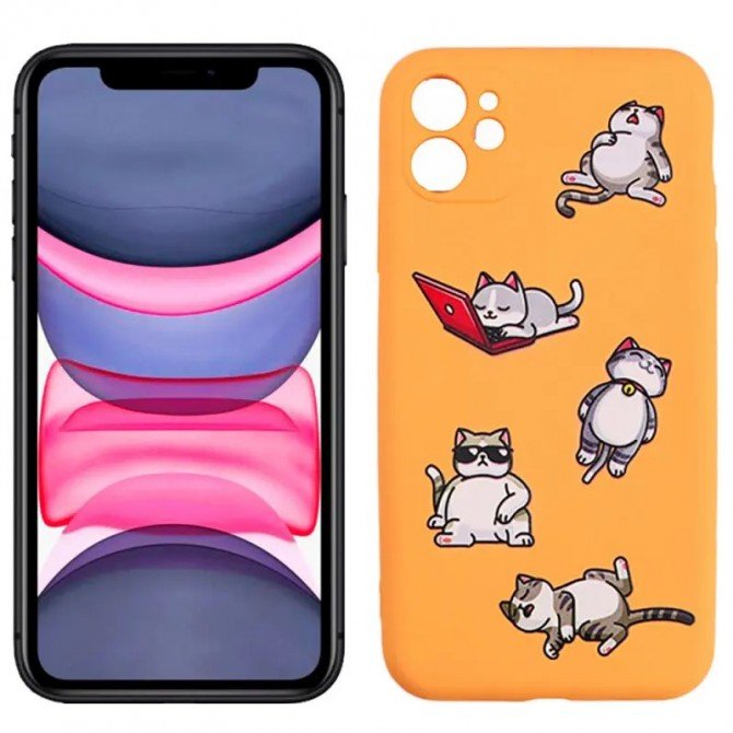 Чохол Funny Animals series для iPhone 11 Pro Orange Lazy Cat