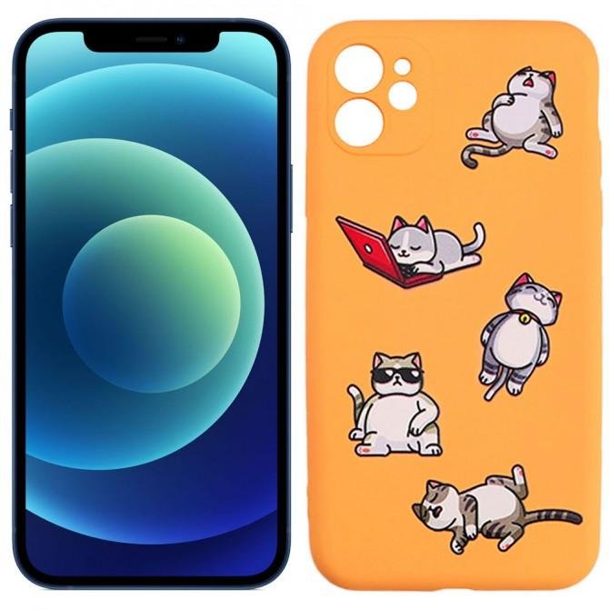 Чехол Funny Animals series для iPhone 12 Orange Lazy Cat