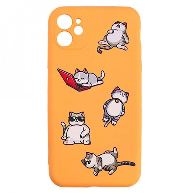 Чехол Funny Animals series для iPhone 12 Orange Lazy Cat-1
