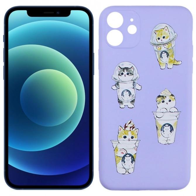 Чехол Funny Animals series для iPhone 12 Violet Kitty