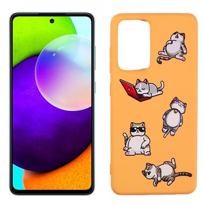 Чохол Funny Animals series для Samsung A525 Galaxy A52 Orange Lazy Cat