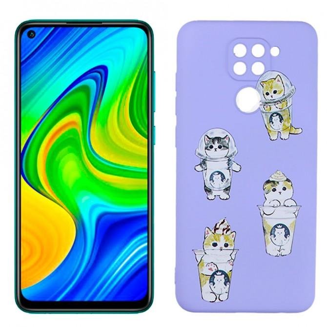 Чохол Funny Animals series для Xiaomi Redmi Note 9 Violet Kitty