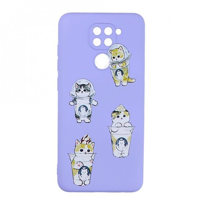Чохол Funny Animals series для Xiaomi Redmi Note 9 Violet Kitty-1