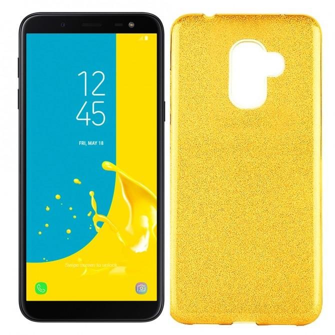 Чехол Silicone 3in1 Блёстки для Samsung J600 Gold