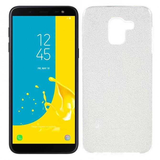 Чехол Silicone 3in1 Блёстки для Samsung J600 White