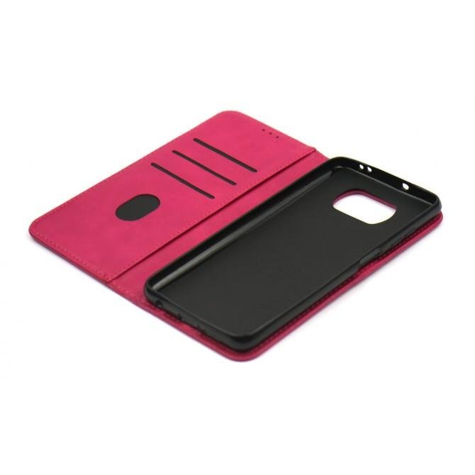 Чохол-книжка Lines Leather for Xiaomi Poco X3 Hot Pink-3