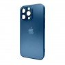 Чехол AG Glass Matt Frame Color Logo for Apple iPhone 14 Pro Navy Blue