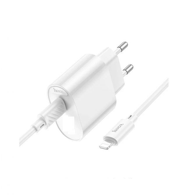 Мережевий зарядний пристрій 1 Type-C Hoco C109A Fighter RD 20W White + Cable Type-C to Lightning