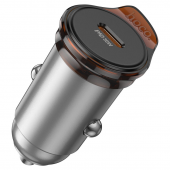Автомобільний зарядний пристрій 1Type-C Hoco NZ16 Rigorous PD30W Metal Grey + Type-C to Type-C cable