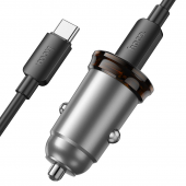 Автомобільний зарядний пристрій 1Type-C Hoco NZ16 Rigorous PD30W Metal Grey + Type-C to Type-C cable