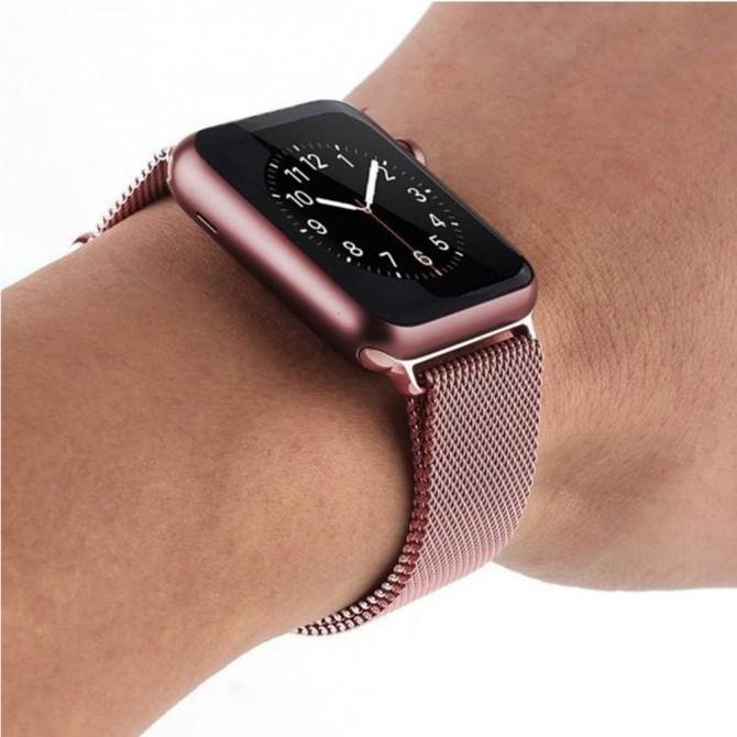 Ремешок для Apple Watch 42/44mm Steel Milanese with Clasp Pink-1