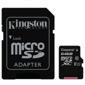 Карта памяти Kingston microSDHC 64Gb UHS-I (Class 10) + SD adapter