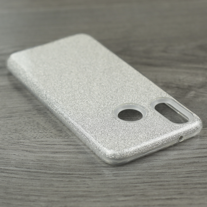 Чехол Silicone 3in1 Блёстки для Huawei P20 Lite White-3