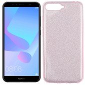 Чехол Silicone 3in1 Блёстки для Huawei Y6 2018 Pink