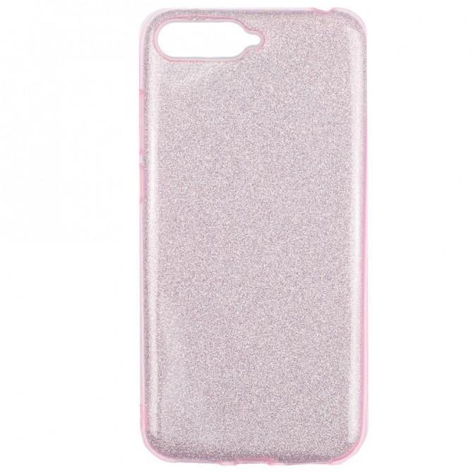 Чехол Silicone 3in1 Блёстки для Huawei Y6 2018 Pink-1