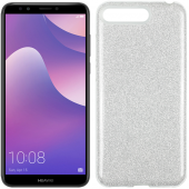 Чохол Silicone 3in1 Блискітки для Huawei Y6 2018 Білий