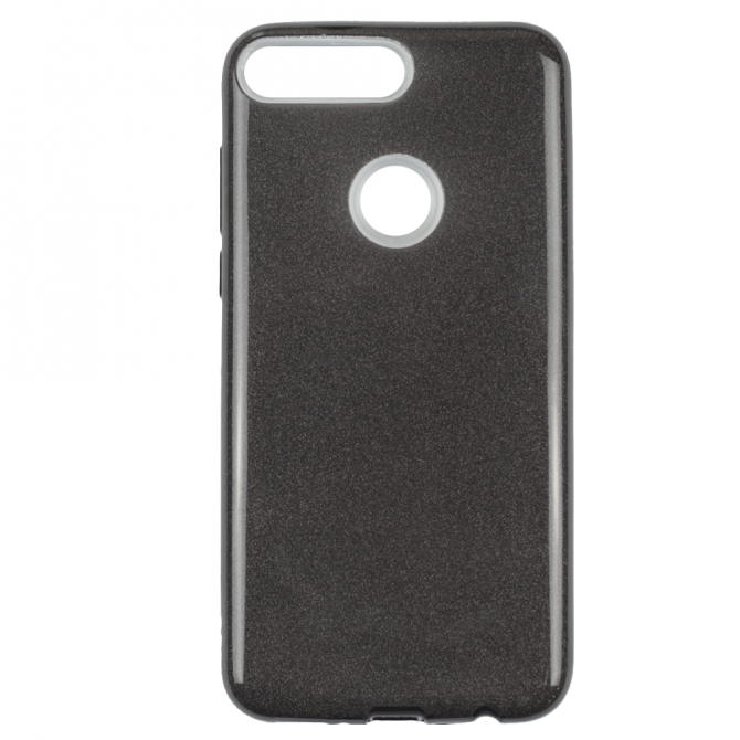 Чехол Silicone 3in1 Блёстки для Huawei Y7 2018 Чёрный-1