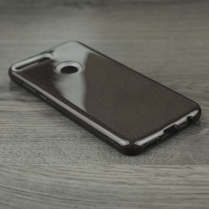 Чехол Silicone 3in1 Блёстки для Huawei Y7 2018 Чёрный-2