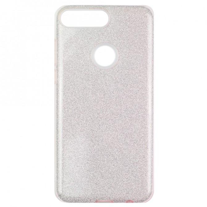 Чехол Silicone 3in1 Блёстки для Huawei Y7 2018 Pink-1