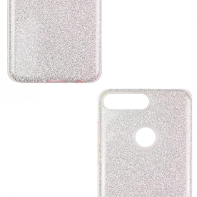 Чехол Silicone 3in1 Блёстки для Huawei Y7 2018 Pink-2