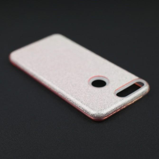 Чехол Silicone 3in1 Блёстки для Huawei Y7 2018 Pink-4