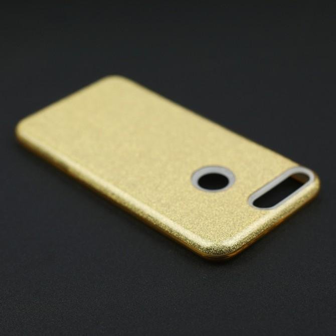 Чохол Silicone 3in1 Блискітки для Huawei Y7 2018 Золотий-4