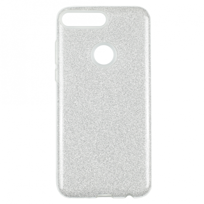 Чехол Silicone 3in1 Блёстки для Huawei Y7 2018 White-1