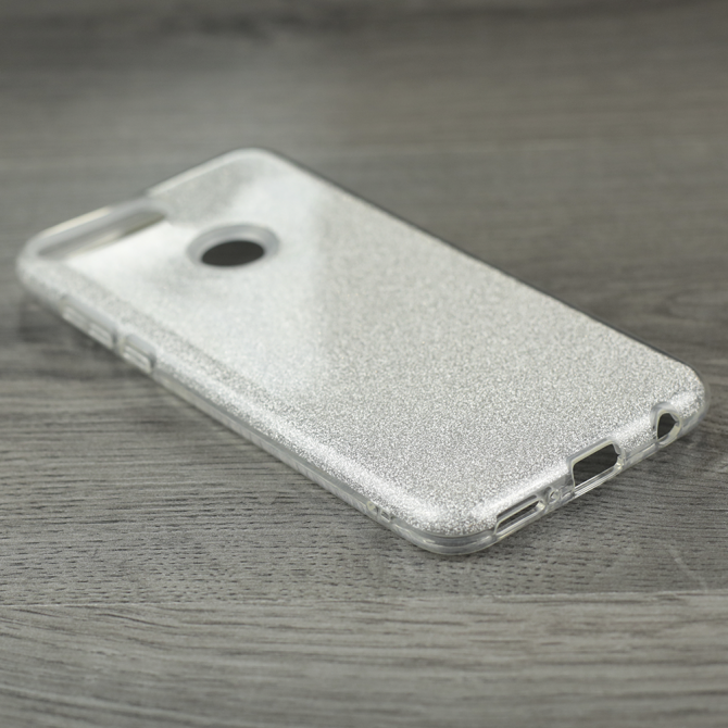 Чехол Silicone 3in1 Блёстки для Huawei Y7 2018 White-2