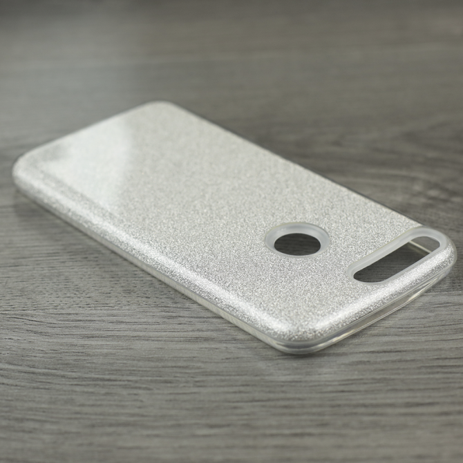 Чехол Silicone 3in1 Блёстки для Huawei Y7 2018 White-3