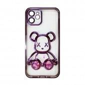 TPU чехол Cute Bear Liquid для iPhone 12 Pro Max Прозрачный, Темно Фиолетовый