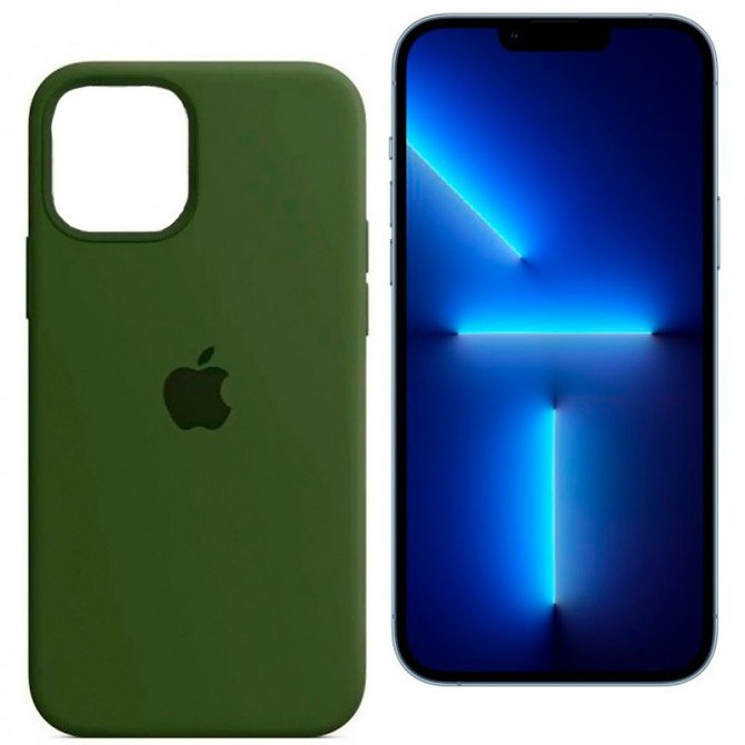 Оригинальный силиконовый чехол для iPhone 13 Pro Max Хаки FULL-3