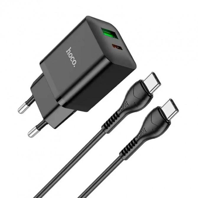 МЗП 1USB + Type-C Hoco N28 Founder PD20W+QC3.0 Black + Cable Type-C to Type-C