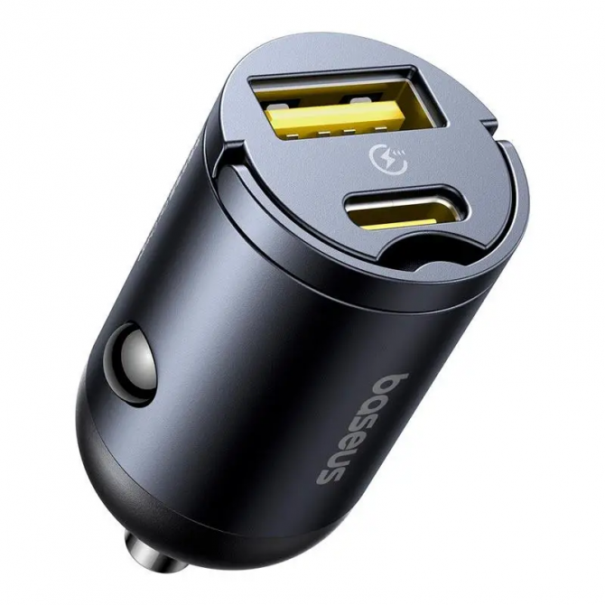 Автомобільний зарядний пристрій 1USB + 1Type-C Baseus Tiny Star Mini Car Charger 30W Black