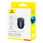 Автомобільний зарядний пристрій 1USB + 1Type-C Baseus Tiny Star Mini Car Charger 30W Black