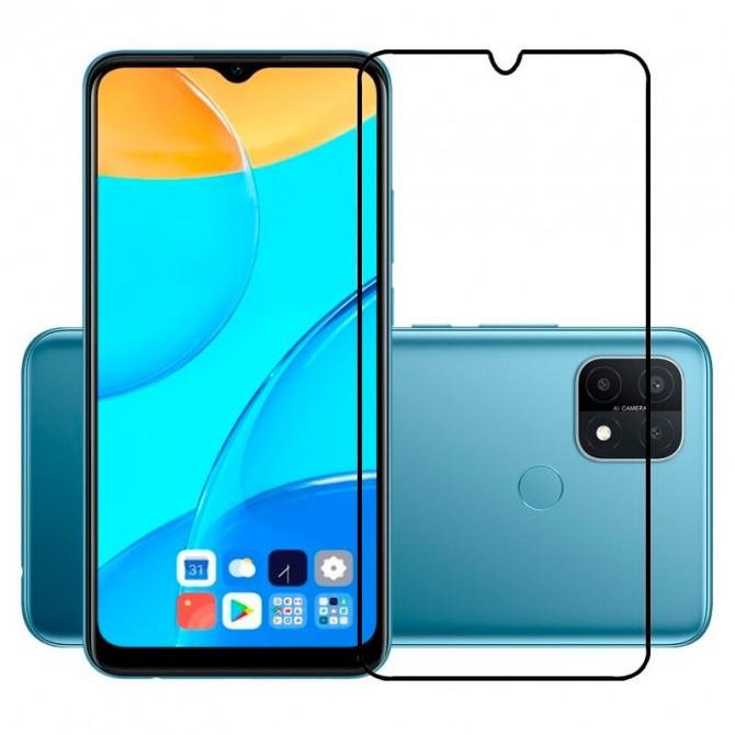 Защитное стекло для Oppo A15s/A15 Full Glue (0.25 мм, 2.5D, черное) ЛЮКС-1