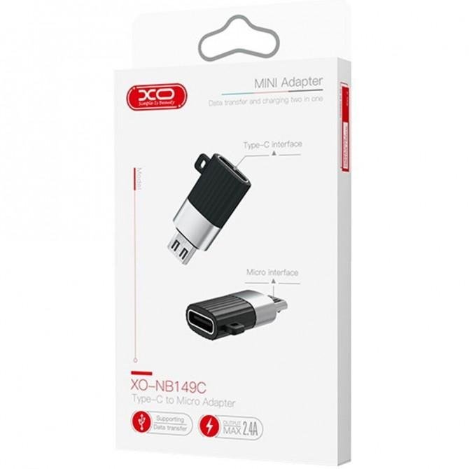 Адаптер XO NB149C Type-C to microUSB Black-1