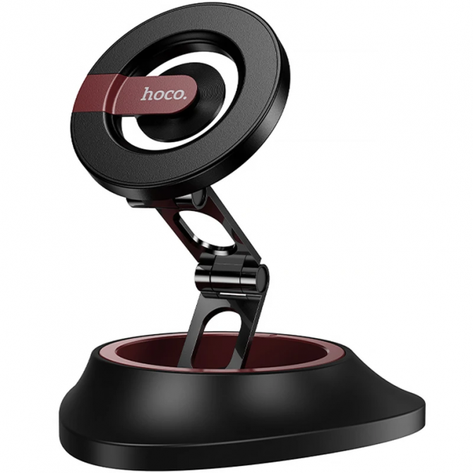 Автодержатель Hoco H90 Tower folding ring magnetic car holder(dashboard) black and red