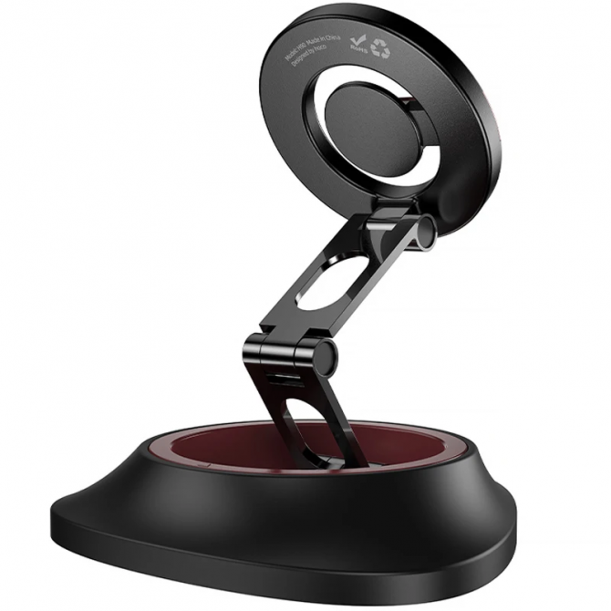 Автодержатель Hoco H90 Tower folding ring magnetic car holder(dashboard) black and red-2