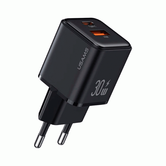 Сетевое зарядное устройство Usams US-CC189 1Type-C+1USB port PD30W+QC3.0 X-ron series Black