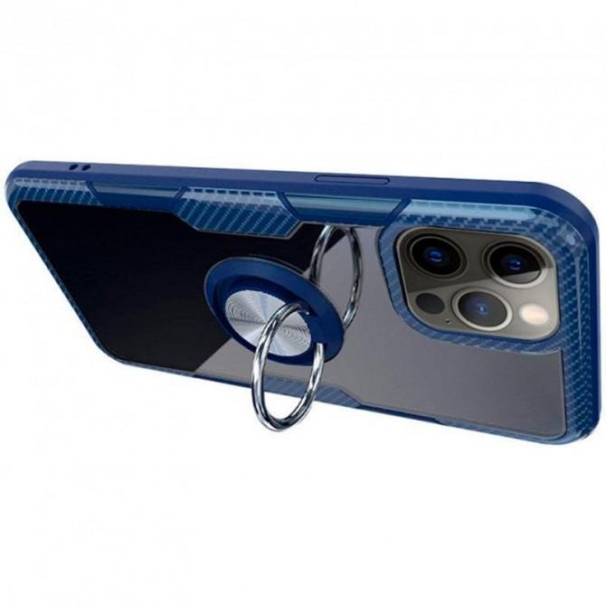 Чехол Deen CrystalRing for Magnet (opp) для Apple iPhone 13 Pro Max (6.7") Прозрачный/ Темно Синий-3