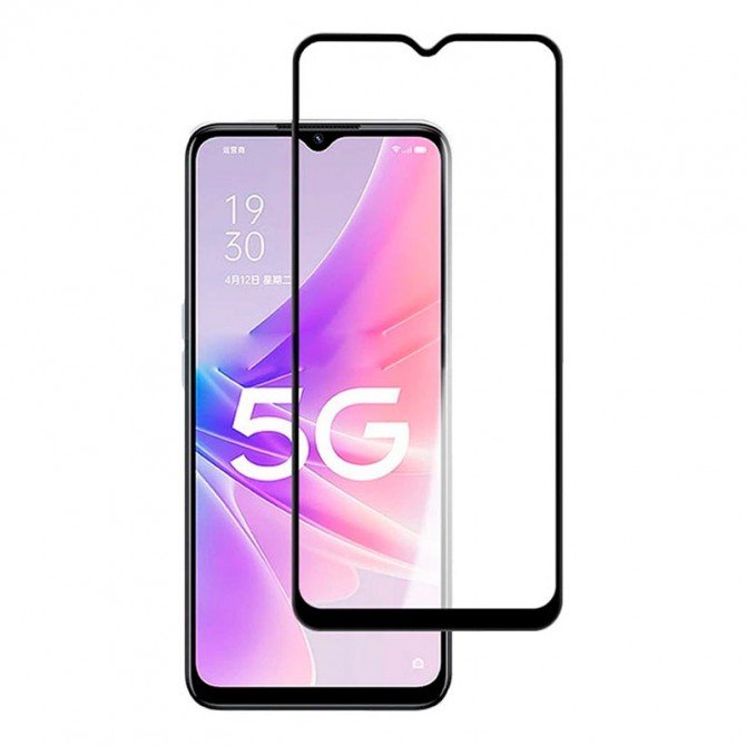 Защитное стекло для Oppo A77S Full Glue (0.25 мм, 2.5D, черное) ЛЮКС