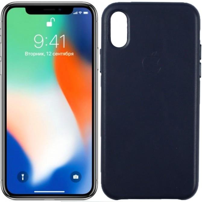 Чехол Leather Case для iPhone Xr Dark Blue