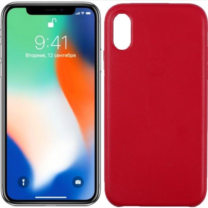 Чохол Leather Case для iPhone Xs Max Яскраво Рожевий