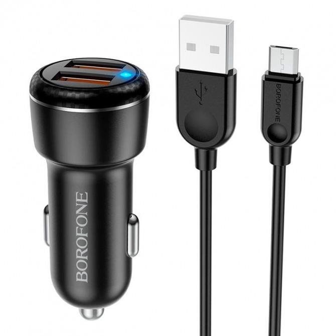 АЗУ Borofone BZ17 QC3.0 2USB 3A + Cable MicroUSB Black