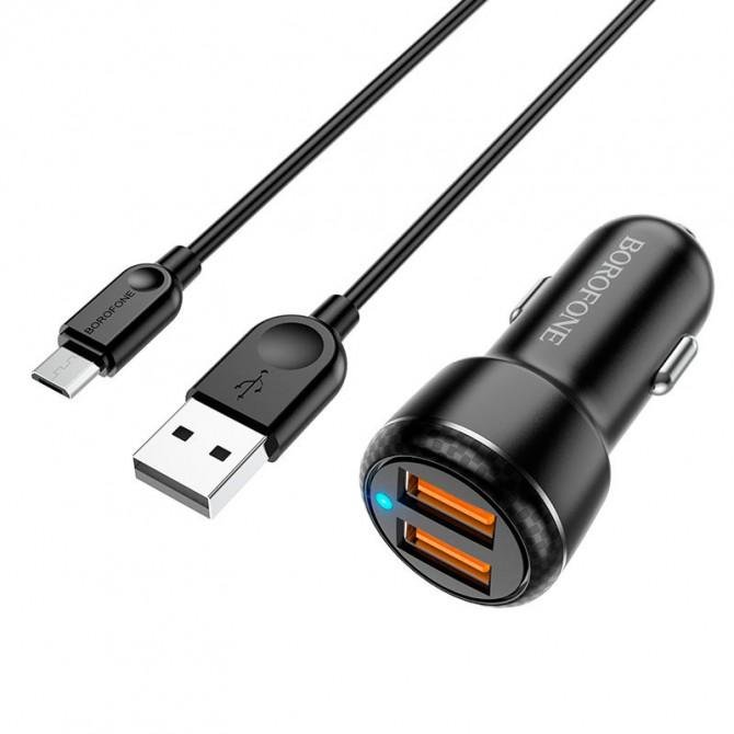 АЗУ Borofone BZ17 QC3.0 2USB 3A + Cable MicroUSB Black-1