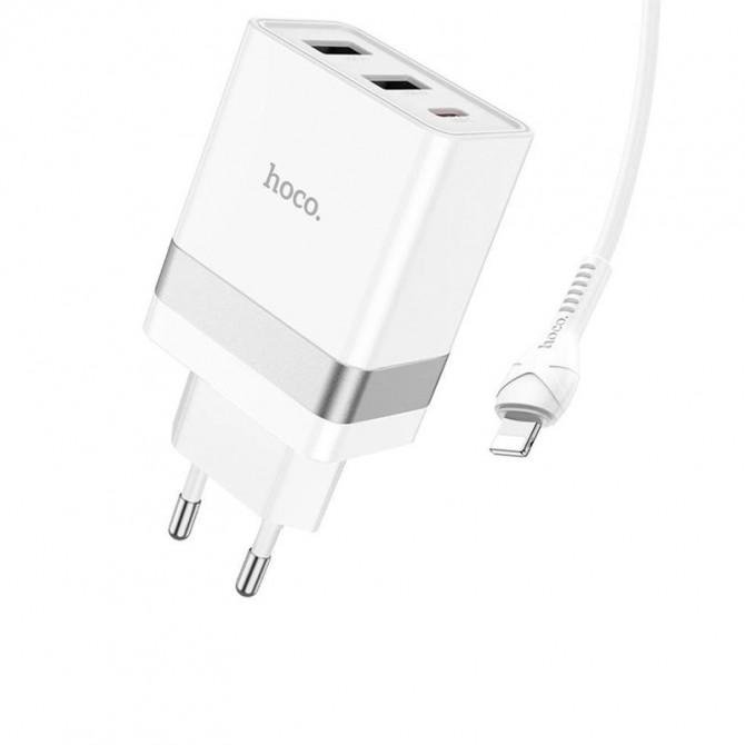 МЗП 2USB + Type-C Hoco N21 Pro PD30W+QC3.0 White + Cable Type-C to Lightning-1