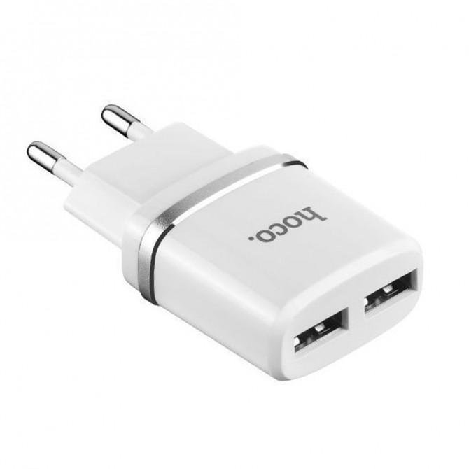 Сетевое зарядное устройство 2USB Hoco C12 White + USB Cable MicroUSB (2.4A)-2