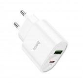 Мережевий зарядний пристрій Hoco C95A +Type-C PD20W QC3.0 White (3A)