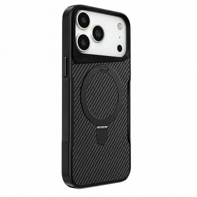 Чехол TPU+PC Metal Buttons with MagSafe Carbon Ring для Apple iPhone 17 Pro (6.3") Черный-1